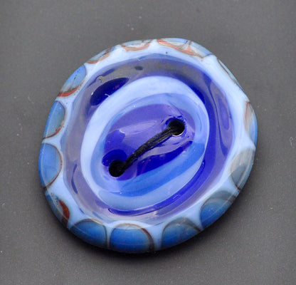 Blue Bullseye Glass Button