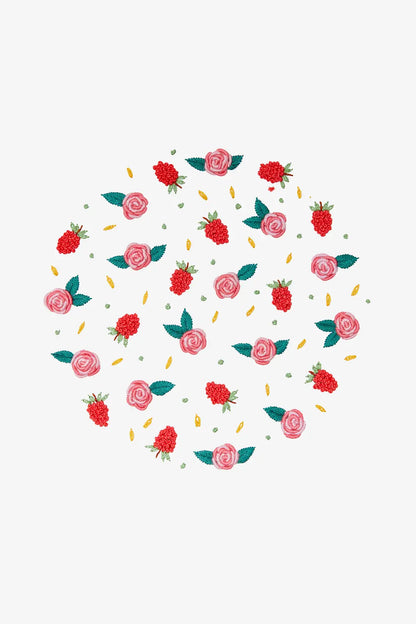 Raspberry & Roses DMC Embroidery Kit