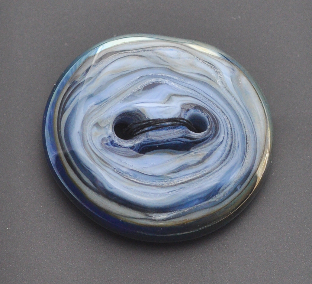 Blue Metallic Rim Glass Button