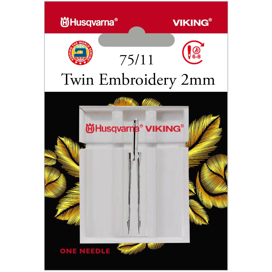 Viking Twin Embroidery Needle, 2.0mm - 75/11