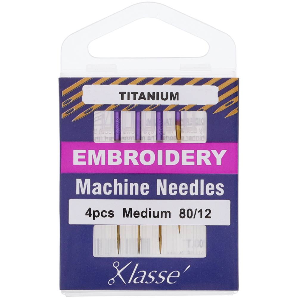 Titanium Embroidery Needles, Klasse (4pk), Size 80/12
