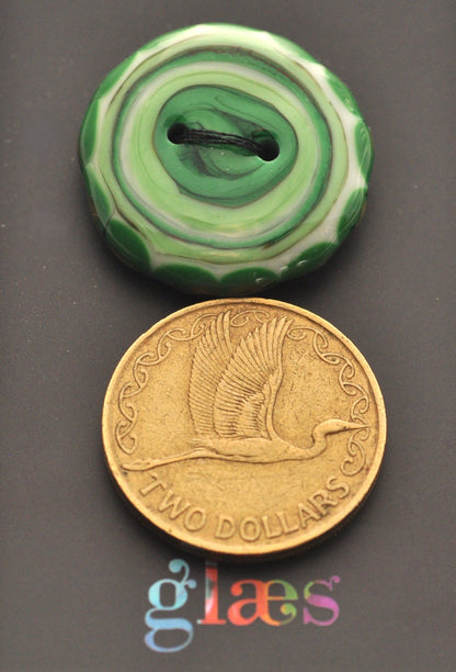 Green Bullseye Glass Button
