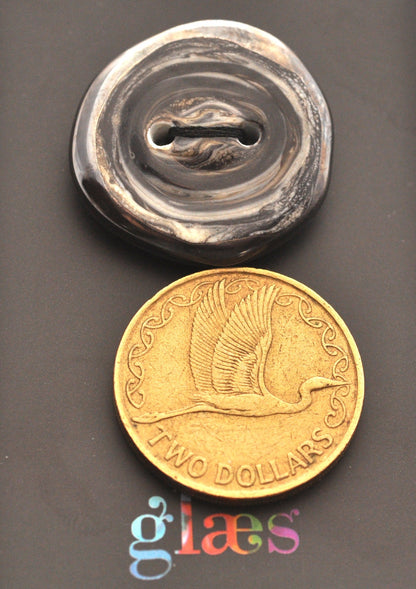 Streaky Charcoal Glass Button