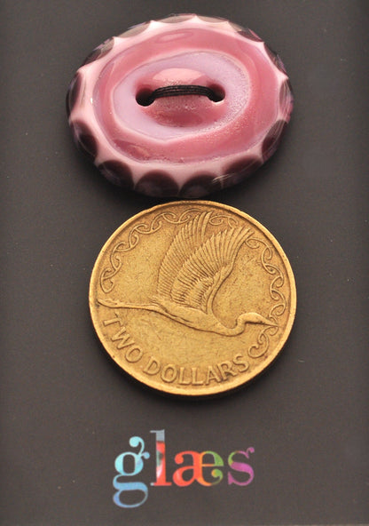 Pink Rings Bullseye Glass Button