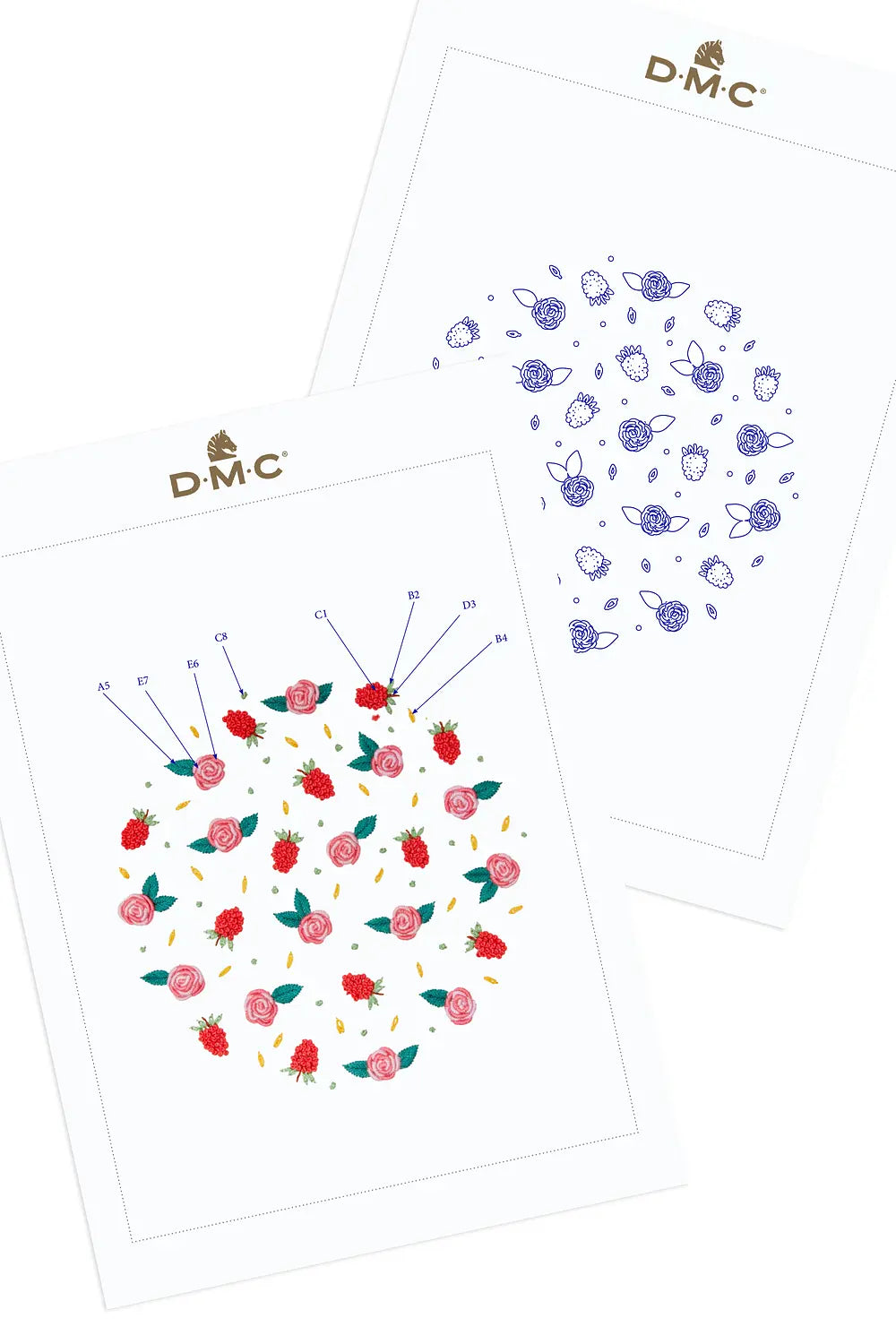 Raspberry & Roses DMC Embroidery Kit
